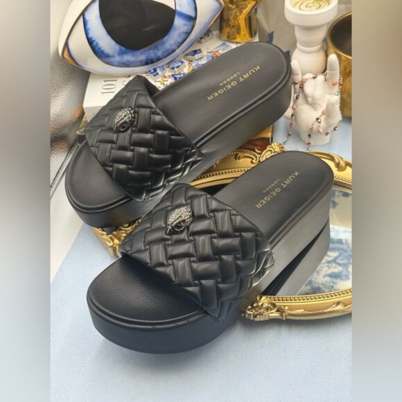 🆕 KURT GEIGER LONDON 🧿 NWOB Meena Eagle Platform Slides Sz EU 41 US 10 - Picture 8 of 16